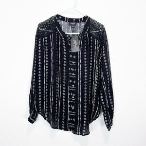 Gi Gio Blouse Black & White Oversized Button Down Size Small